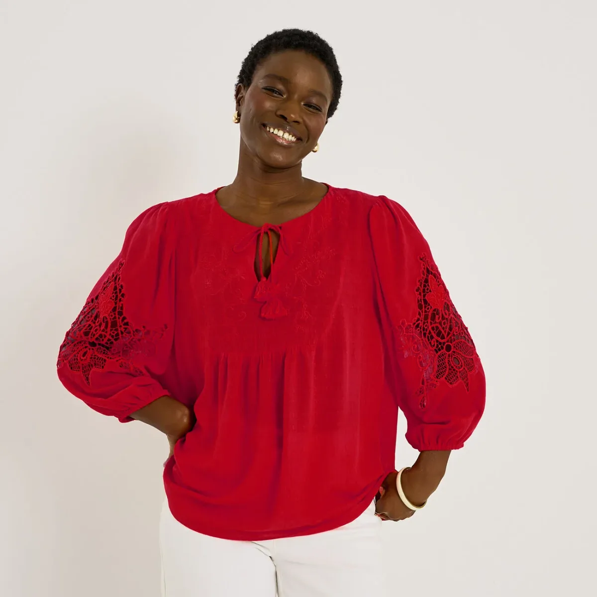 BLOUSE BRODÉE DETAILS AJOURÉS